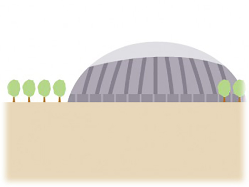 チルホールとチルタンクとダルマジャッキで移設した簡易大型ドーム