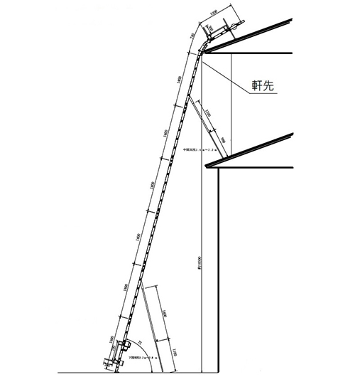 スカイアールキャリー傾斜式の主要寸法図