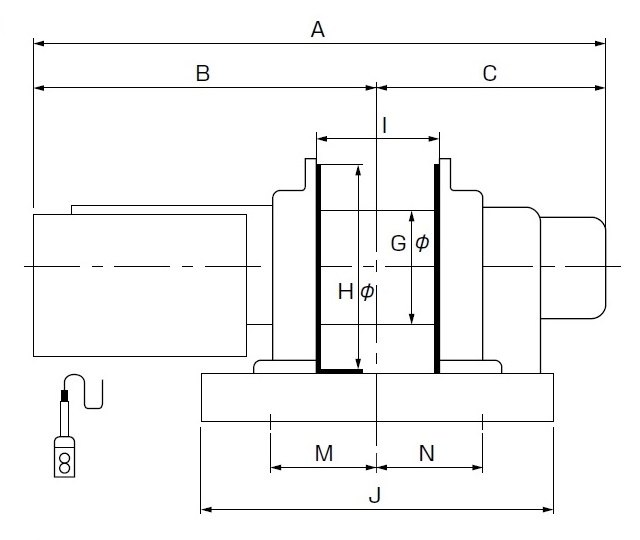 マイティプラーMA-7の主要寸法図（側面）